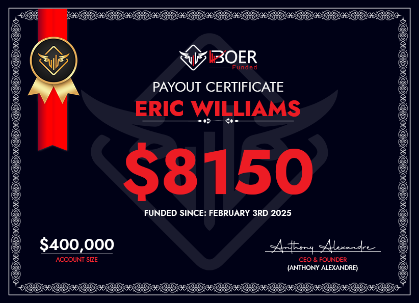 Eric Williams's Payout Certificate