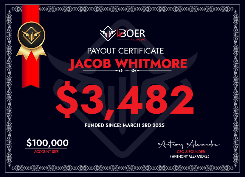 Jacob Whitmore's Payout Certificate